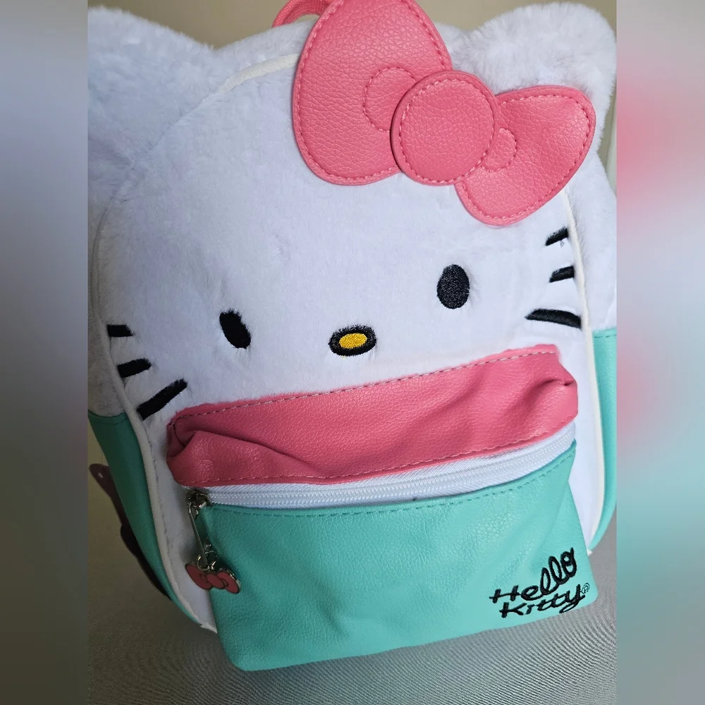 Sanrio Hello Kitty Kids Plush Backpack - White, Pink & Teal
